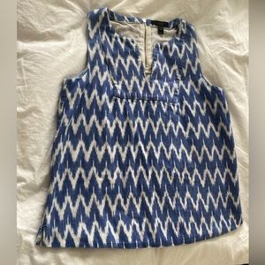 J Crew Womens chevron blue and white top. Size 0.